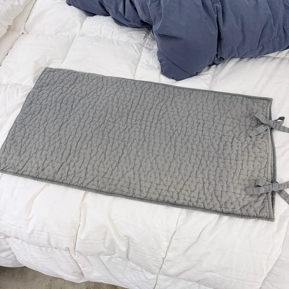 Pottery Barn Pick-Stitch Handcrafted Cotton Linen Quilted Sham